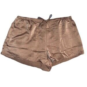State Of Day Brown Satin Pajama Sleep Shorts Women’s Size XL